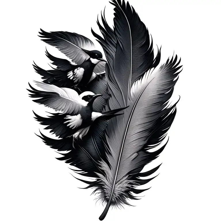 feather that turns into a cloud of birds tattoo design idea