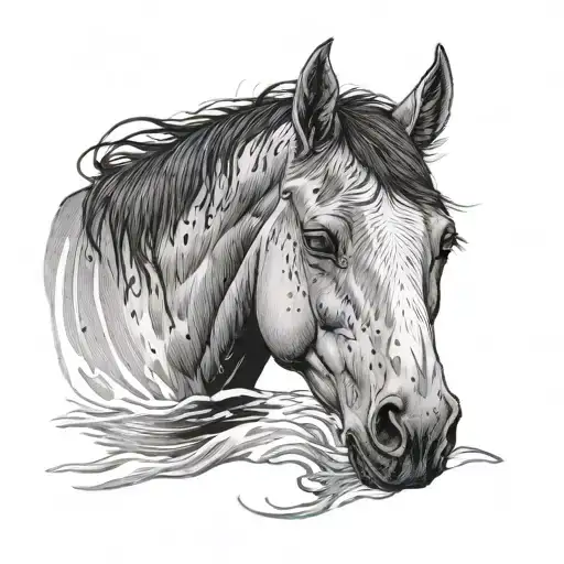 kelpie horse in water tattoo design idea