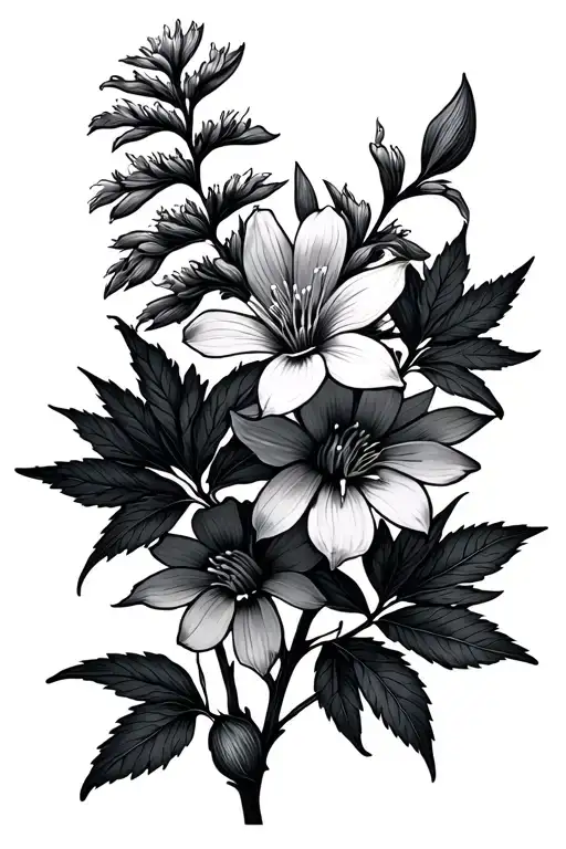 fireweed flower line work  tattoo design idea