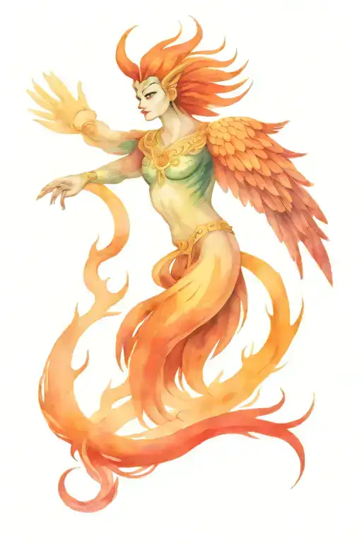 Garuda fire flying tattoo design idea