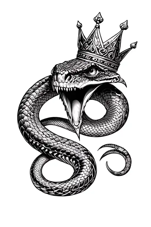 Evil royal cobra with a crown on his head tattoo design idea