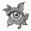 eye with spiral popilla tattoo design idea