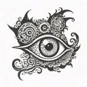 eye with spiral popilla tattoo design idea