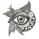 eye with spiral popilla tattoo design idea