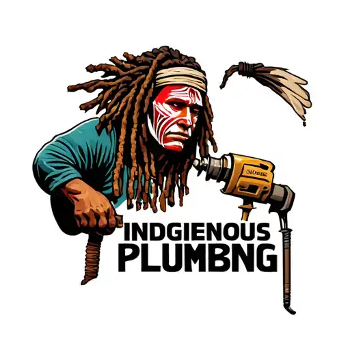 "Indigenous Plumbing " dreadlock painted face Native American plumber using drill tattoo design idea