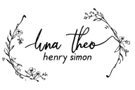 the names "luna theo henry simon" in cursive with flowers around it, fine line,  delicate tattoo design idea