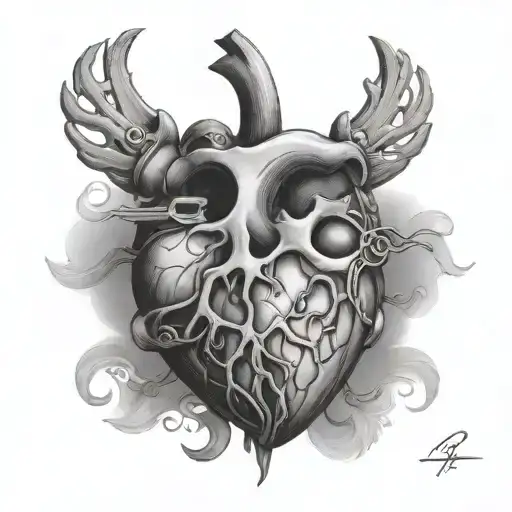 anatomical heart with a skeleton key tattoo design idea
