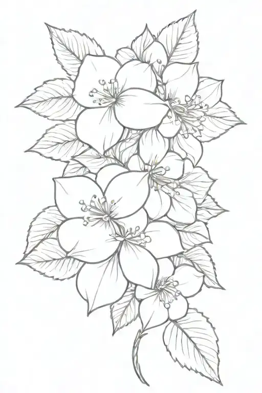hydrangea and apple blossom tattoo design idea