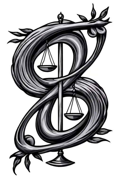 Gemini twin symbol And Libra scale zodiac tattoo design idea