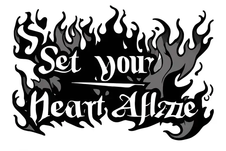 "Set your heart ablaze " rengoku flames style tattoo design idea