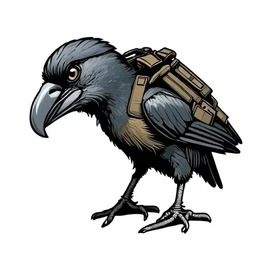kiwi bird with no arms, wearing military plate carrier  tattoo design idea