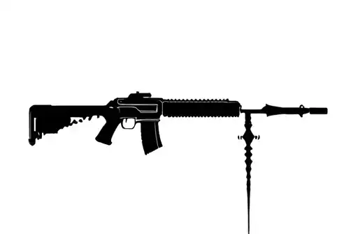 "AK-47 neo-tribal gothic sigil" tattoo design idea