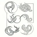 capricorn, gemini and scorpio sign intertwined tattoo design idea