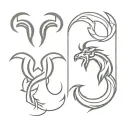 capricorn, gemini and scorpio sign intertwined tattoo design idea