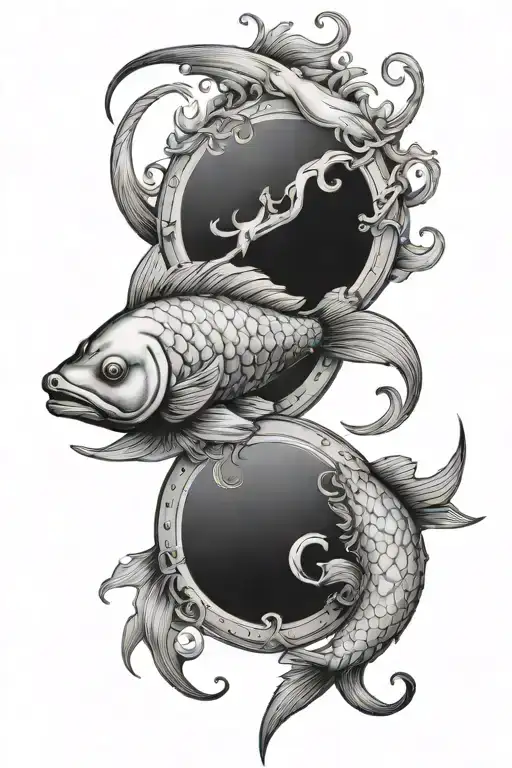 zodiac sign intertwined Pisces libra minimalist tattoo design idea