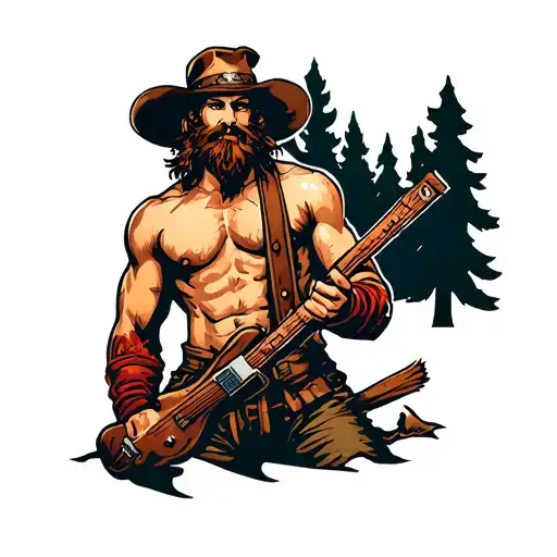 shirtless lumberjack tattoo design idea