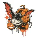 bat and pumpkin tattoo design idea