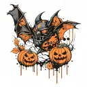 bat and pumpkin tattoo design idea