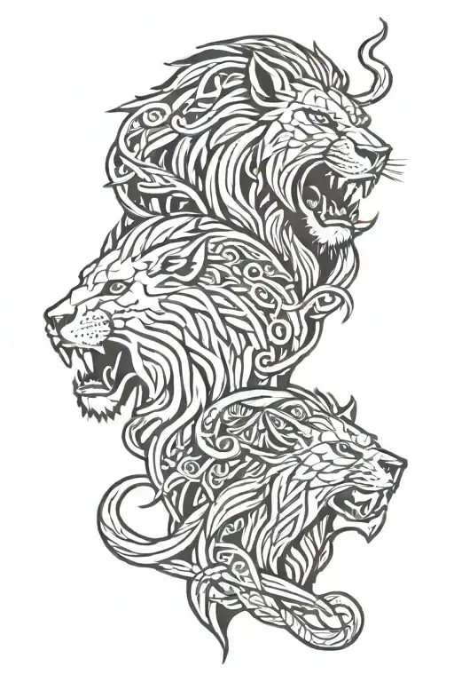 Viking and Lion tattoo design idea