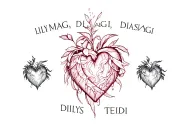 "LILY, MAGI, DILYS, TEDI " heart intertwined tattoo design idea