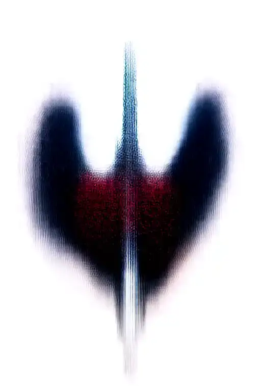 angel wings behind a sword, roses tattoo design idea