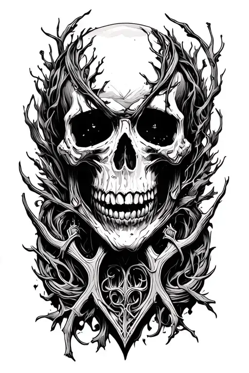 death and winter and metal tattoo design idea