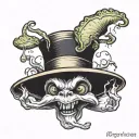 mushroom goblin wearing a top hat tattoo design idea