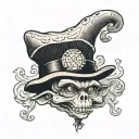 mushroom goblin wearing a top hat tattoo design idea