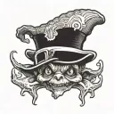 mushroom goblin wearing a top hat tattoo design idea