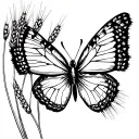 A butterfly in a wheat field in the French countryside tattoo design idea