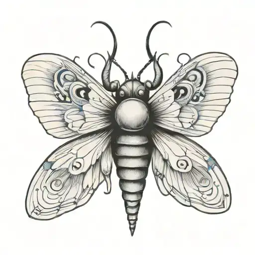 death moth w vipers in wings tattoo design idea