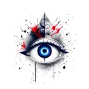 Realistic portrait of a spiritualist with navy blue Gemini symbol as a third eye tattoo design idea