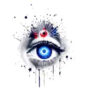 Realistic portrait of a spiritualist with navy blue Gemini symbol as a third eye tattoo design idea