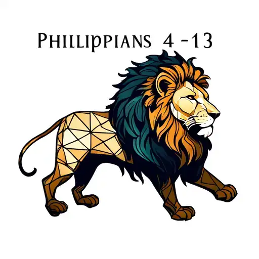 Philippians 4:13 with lion on the forearm  tattoo design idea