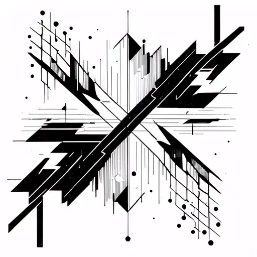 A geometric design incorporating audio waves and lighting bolts tattoo design idea