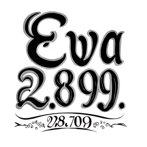 "Eva 28.09 in Roman numerals" name with date or birth tattoo design idea