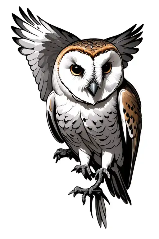 barn owl majestic flying tattoo design idea