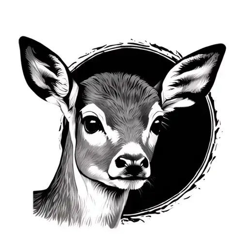 Baby Deer staring straight ahead tattoo design idea