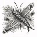 fir grasshopper feathers tattoo design idea