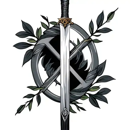 duality sword vs olive branch and othe peace symbols  tattoo design idea