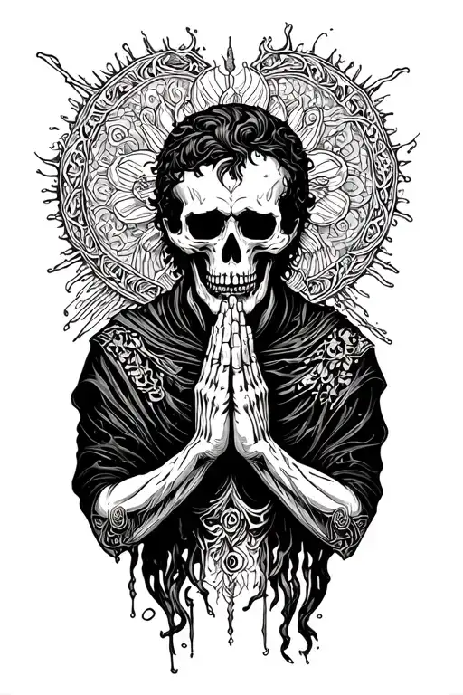Father Death praying tattoo design idea