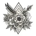 simple bohemian arrow dog paw flowered with symbols moral strength friendship patience kindness tattoo design idea