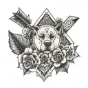 simple bohemian arrow dog paw flowered with symbols moral strength friendship patience kindness tattoo design idea