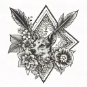 simple bohemian arrow dog paw flowered with symbols moral strength friendship patience kindness tattoo design idea