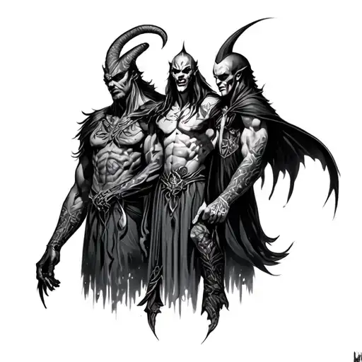 Andarel, Duriel, Mephisto, Diablo, and Leg Sleeve tattoo design idea