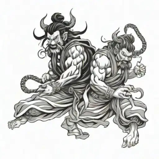 raijin and fujin tattoo design idea