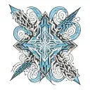 blue flame and cross mark tattoo design idea