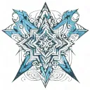 blue flame and cross mark tattoo design idea