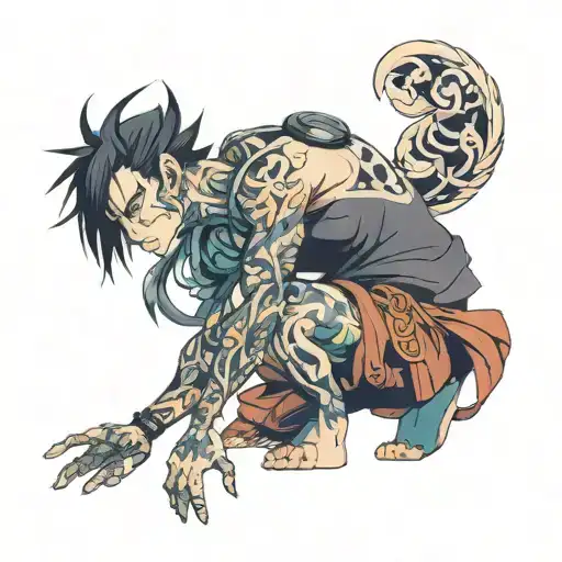hardwork discipline anime character tattoo design idea