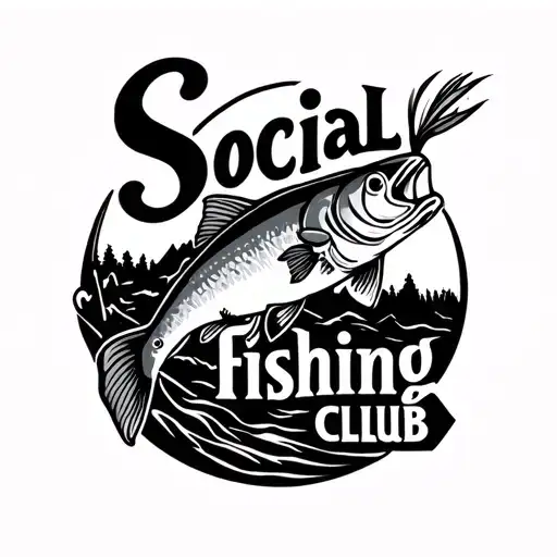 Social fishing club truite montagne bar forming the shape tattoo design idea